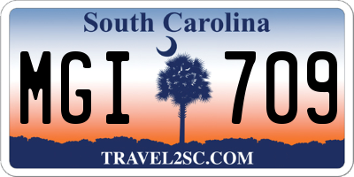 SC license plate MGI709