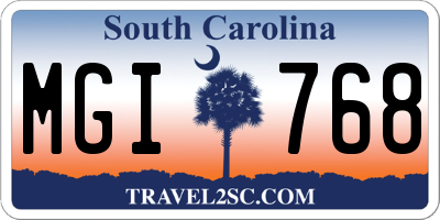 SC license plate MGI768
