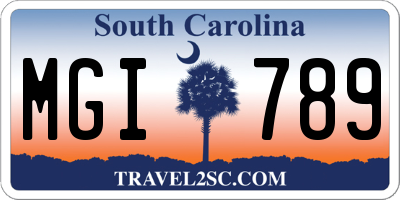 SC license plate MGI789