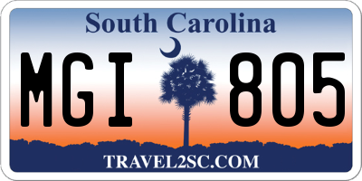 SC license plate MGI805