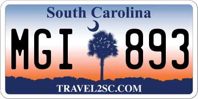 SC license plate MGI893