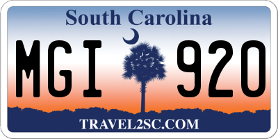 SC license plate MGI920