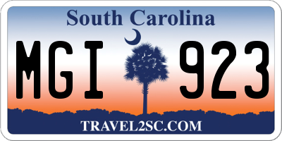 SC license plate MGI923