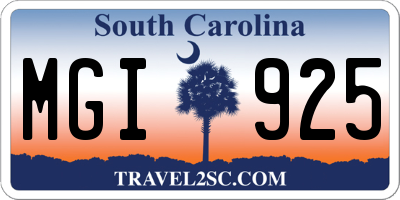 SC license plate MGI925