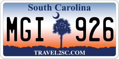 SC license plate MGI926