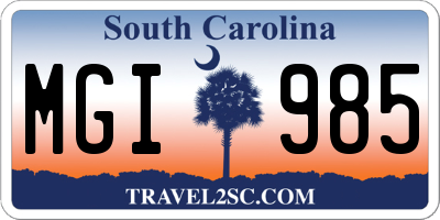 SC license plate MGI985