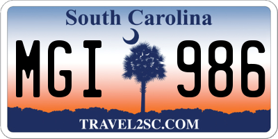 SC license plate MGI986