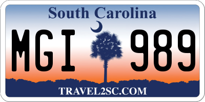 SC license plate MGI989
