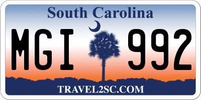 SC license plate MGI992