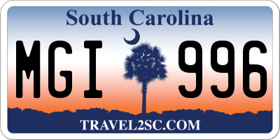 SC license plate MGI996