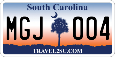 SC license plate MGJ004