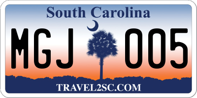 SC license plate MGJ005