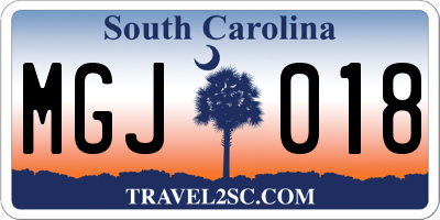 SC license plate MGJ018