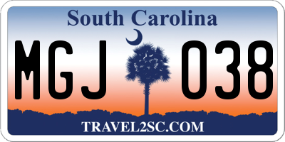 SC license plate MGJ038