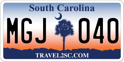 SC license plate MGJ040
