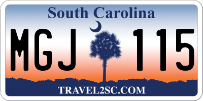 SC license plate MGJ115