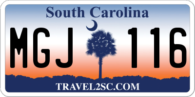 SC license plate MGJ116
