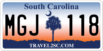 SC license plate MGJ118