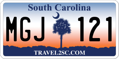 SC license plate MGJ121