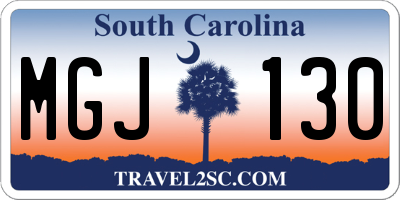 SC license plate MGJ130