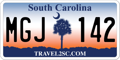 SC license plate MGJ142