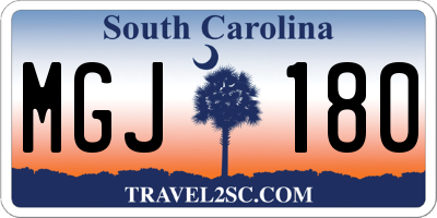 SC license plate MGJ180