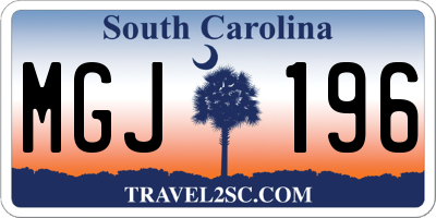 SC license plate MGJ196