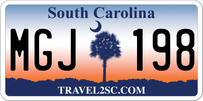 SC license plate MGJ198