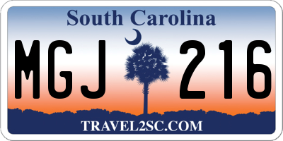 SC license plate MGJ216