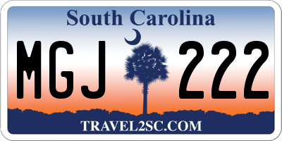 SC license plate MGJ222