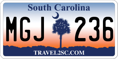 SC license plate MGJ236