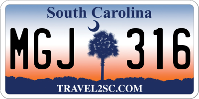SC license plate MGJ316