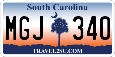 SC license plate MGJ340