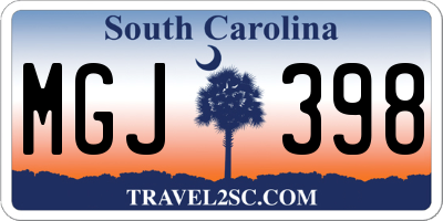 SC license plate MGJ398