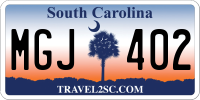 SC license plate MGJ402