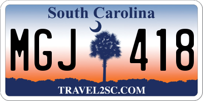 SC license plate MGJ418