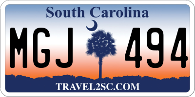 SC license plate MGJ494