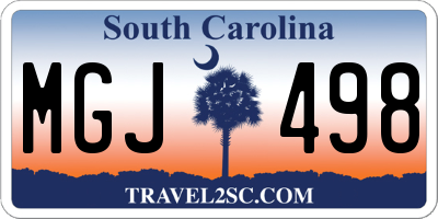 SC license plate MGJ498