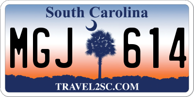 SC license plate MGJ614