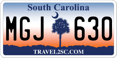 SC license plate MGJ630