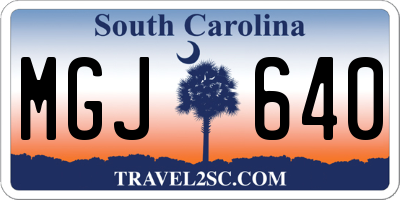 SC license plate MGJ640