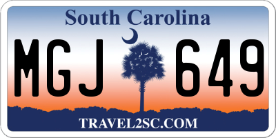 SC license plate MGJ649
