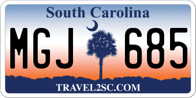 SC license plate MGJ685
