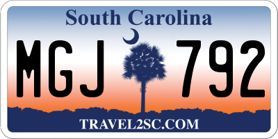 SC license plate MGJ792