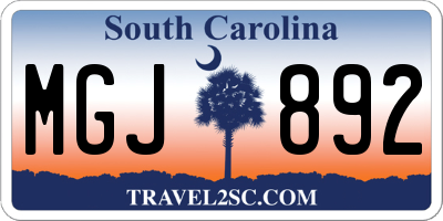 SC license plate MGJ892