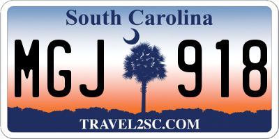 SC license plate MGJ918