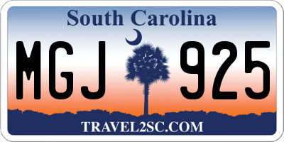 SC license plate MGJ925