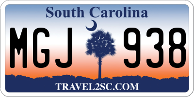 SC license plate MGJ938