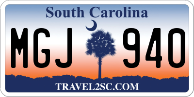 SC license plate MGJ940