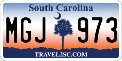 SC license plate MGJ973
